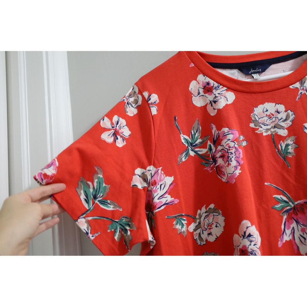 Joules Orange Floral Print Short Sleeve Tunic Dress UK 16 US 12 EU 44 - Picture 2 of 6